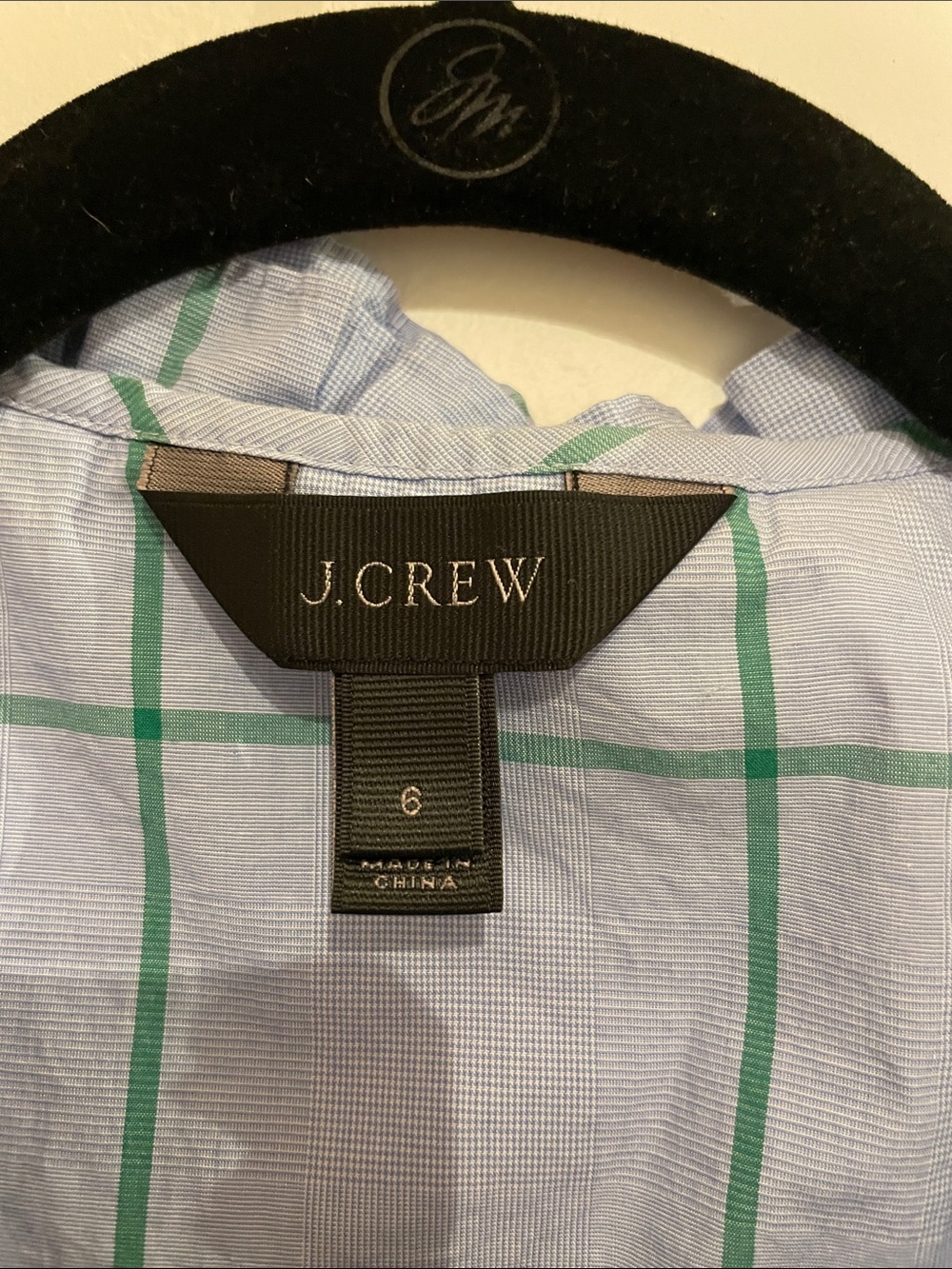 J. Crew Light Blue Sleeveless Windowpane Ruffle Collar Blouse - Picture 3 of 4